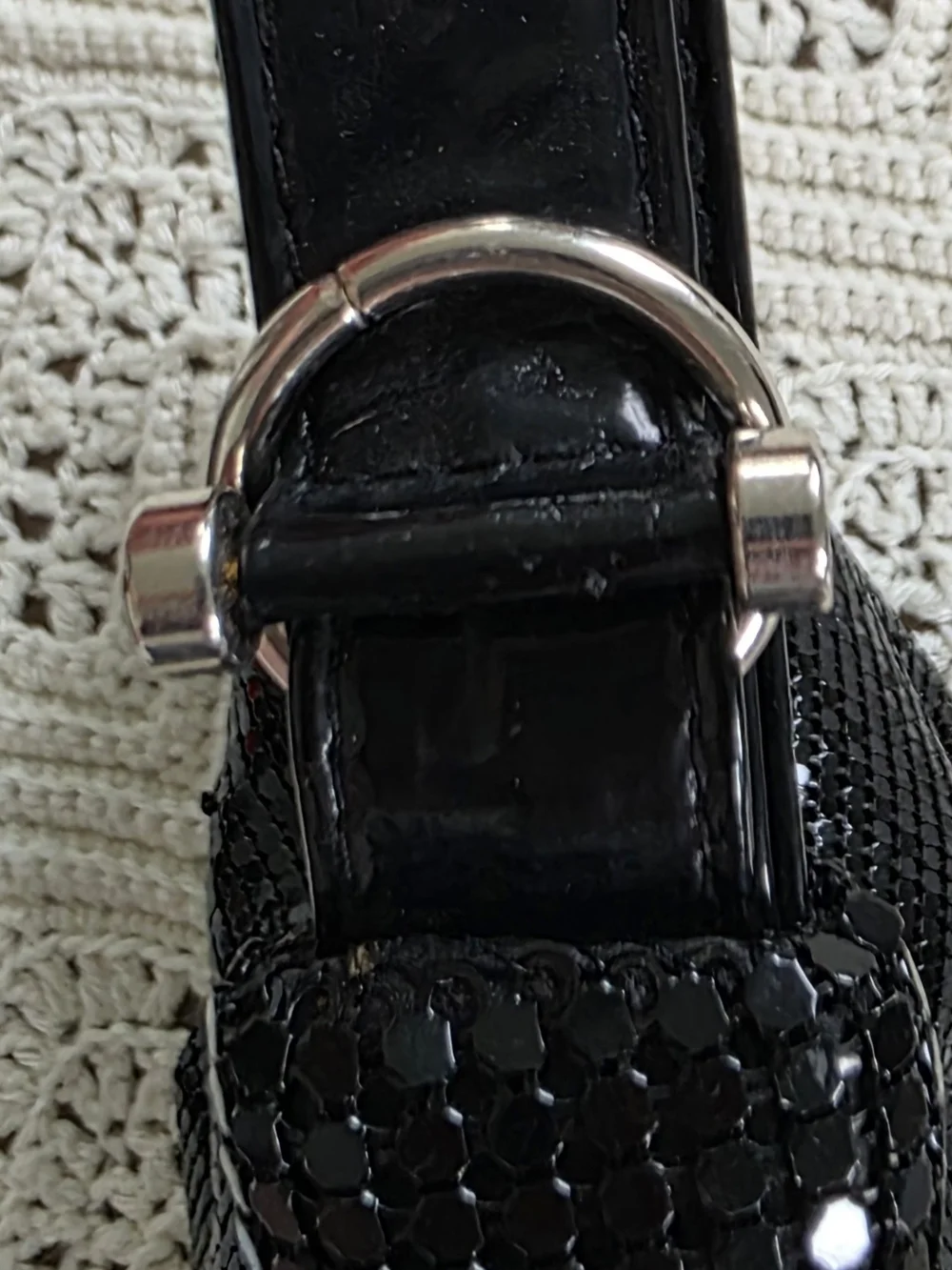 Black Metal Mesh Shoulder Bag Shiny Chainmail Hobo Purse Y2K Evening Disco